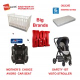 MOTHER'S CHOICE AVORO CONVERTIBLE CAR SEAT BABYWORTH BW01 COT visto GreyPRAM NEWBORN BABY PACKAGE 