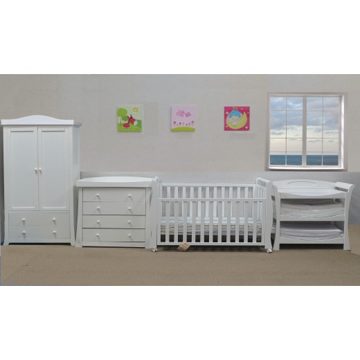 white cot and change table